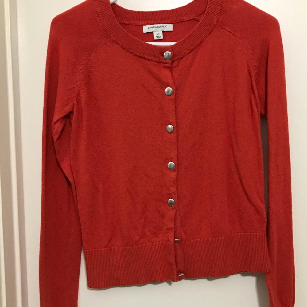 Red-orange cardigan